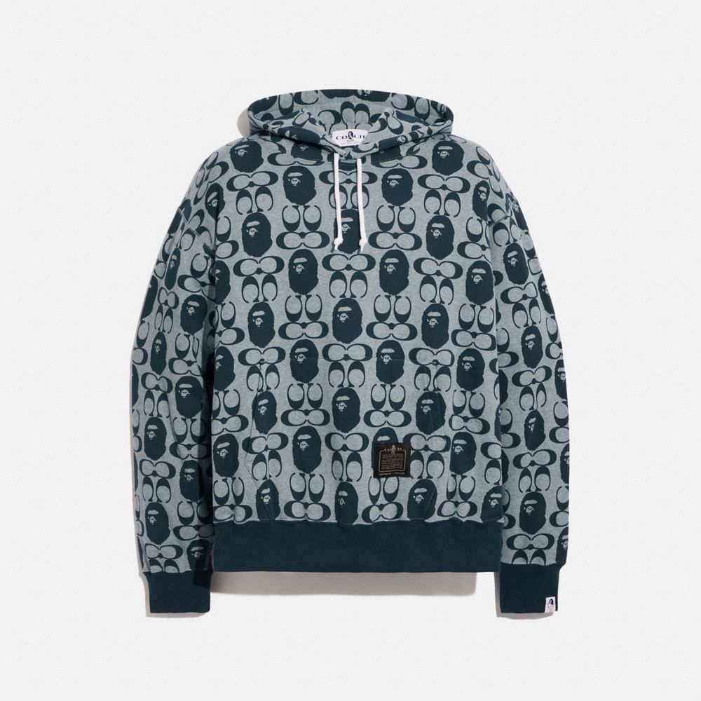 COACH®,BAPE X COACH HOODIE,cotton,CHAMBRAY,Front View image number 0