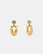 COACH®,SIGNATURE CRYSTAL EARRINGS,Plated Brass,Gold/Clear,Front View