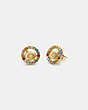 COACH®,SIGNATURE MULTICOLOR CRYSTAL STUD EARRINGS,Plated Brass,Gold/Multi,Front View
