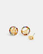COACH®,SIGNATURE MULTICOLOR CRYSTAL STUD EARRINGS,Plated Brass,Gold/Multi,Angle View