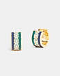 COACH®,SIGNATURE HOOP EARRINGS,Enamel/Plated Brass,GOLD/BLUE MULTICOLOR,Front View
