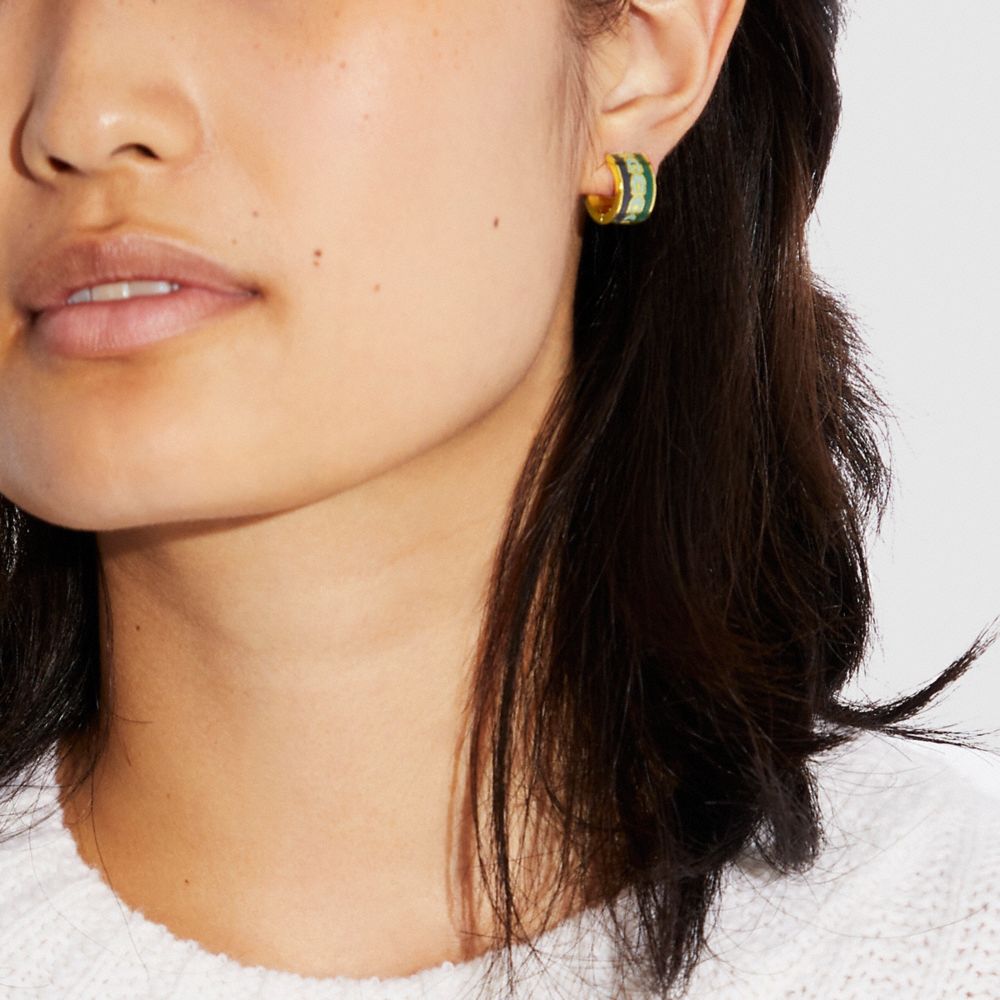 COACH®,Signature Hoop Earrings,,Detail View