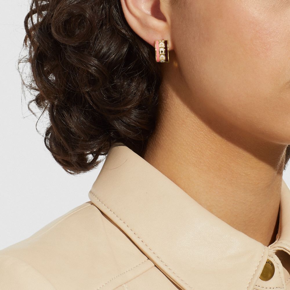 COACH®,Signature Hoop Earrings,,Detail View