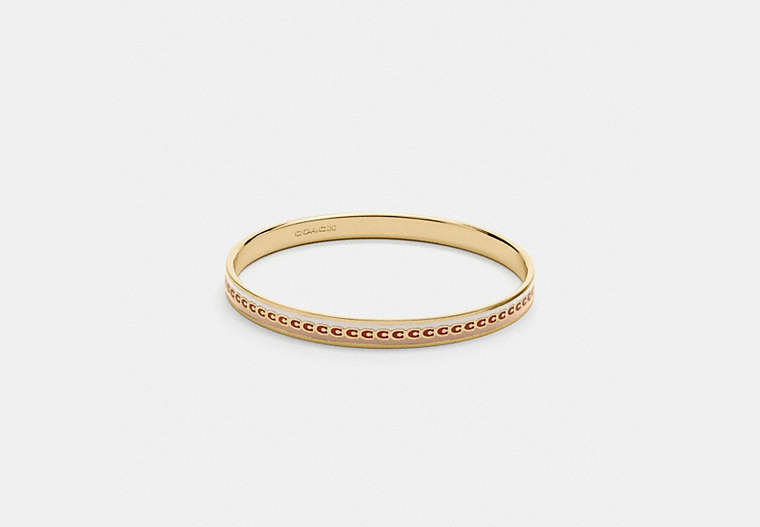 COACH®,SIGNATURE BANGLE,Enamel/Plated Brass,Gold/Chalk Multi,Front View