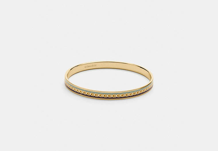 COACH®,SIGNATURE BANGLE,Enamel/Plated Brass,Gold/Buttercup/Grey,Front View