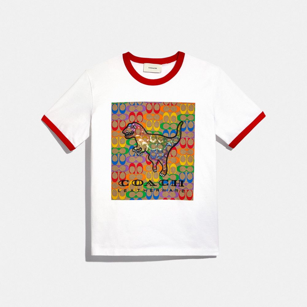 COACH® | Rainbow Signature Rexy T Shirt In Organic Cotton