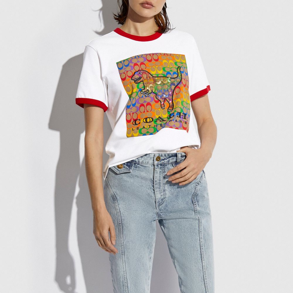 COACH Rainbow Signature Rexy T Shirt In Organic Cotton