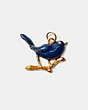 COACH®,BIRD CHARM,Plastic/Plated Brass,Blue Multi,Front View
