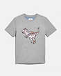 COACH®,PATCHWORK REXY T-SHIRT IN ORGANIC COTTON,cotton,Grey,Front View