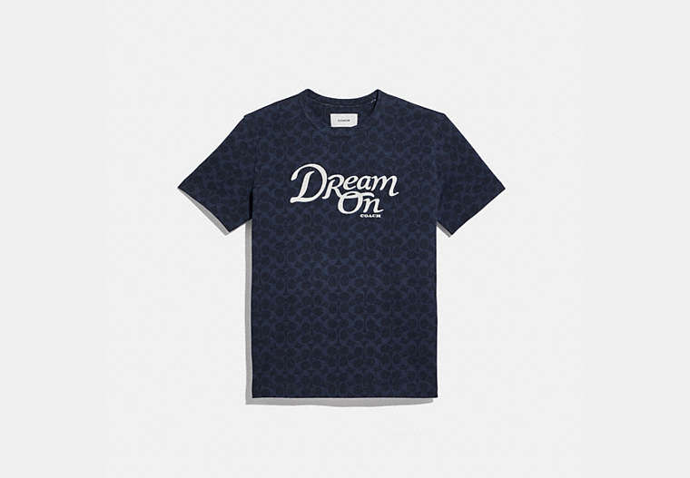 COACH®,DREAM T-SHIRT IN ORGANIC COTTON,Mixed Material,Navy,Front View image number 0