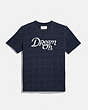COACH®,DREAM T-SHIRT IN ORGANIC COTTON,Mixed Material,Navy,Front View