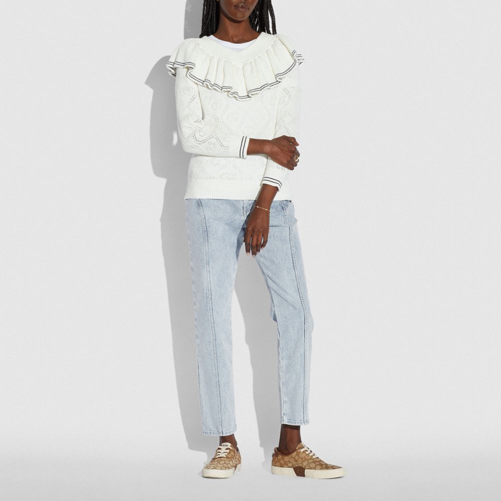 COACH®,Ruffled Collar Sweater,,Scale View