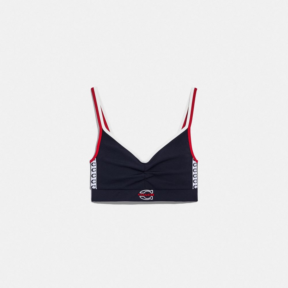 COACH®,SPORTS BRA,Recycled Polyester/Elastane,Navy,Front View