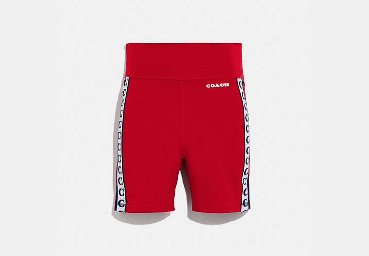 COACH®,BIKE SHORTS,Recycled Polyester/Elastane,Red,Front View