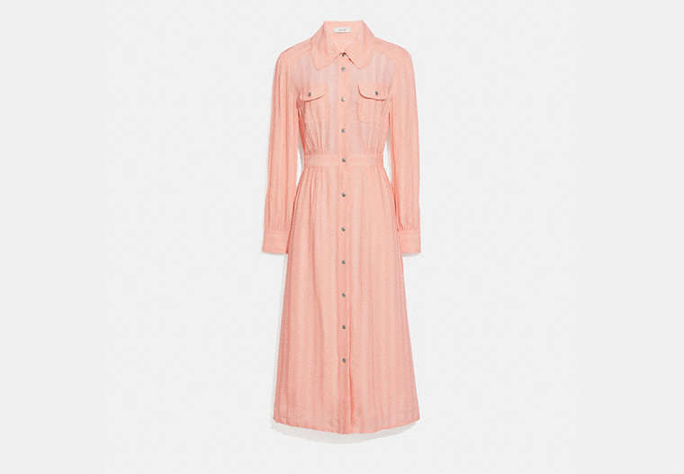 COACH®,LONG STRIPED VISCOSE DRESS,Viscose,Cloud Pink,Front View