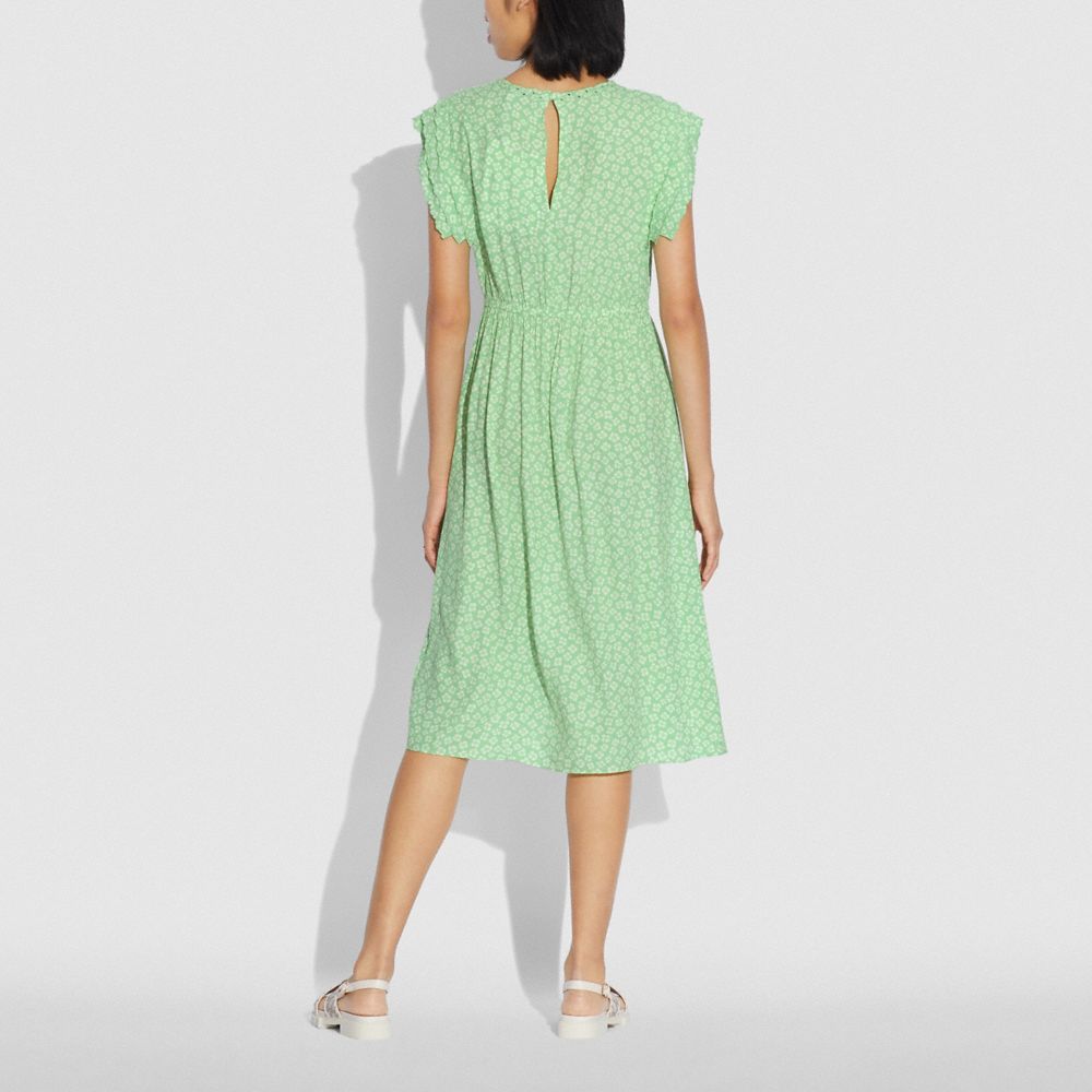 COACH®,グラフィック ディッチー ショルダー プリーツ ミディドレス,