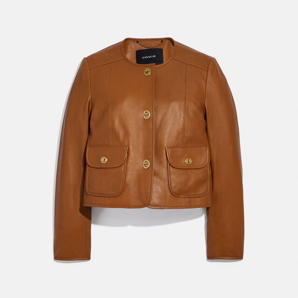COACH®: Cardi Leather Jacket