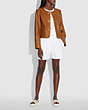 COACH®,CARDI LEATHER JACKET,Smooth Leather,Pecan,Scale View