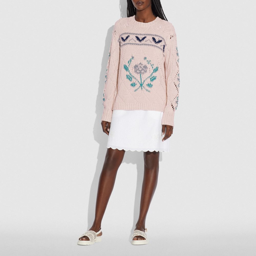 Pointelle Crewneck Sweater