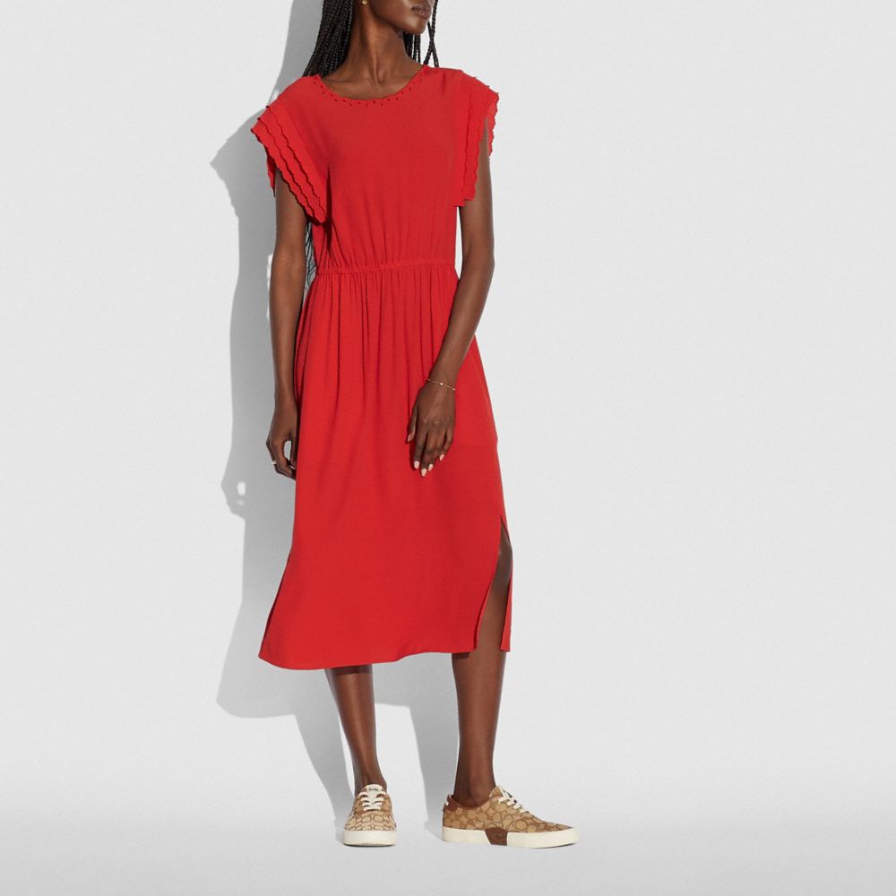 COACH®,Shoulder Pleat Midi Dress,,Scale View