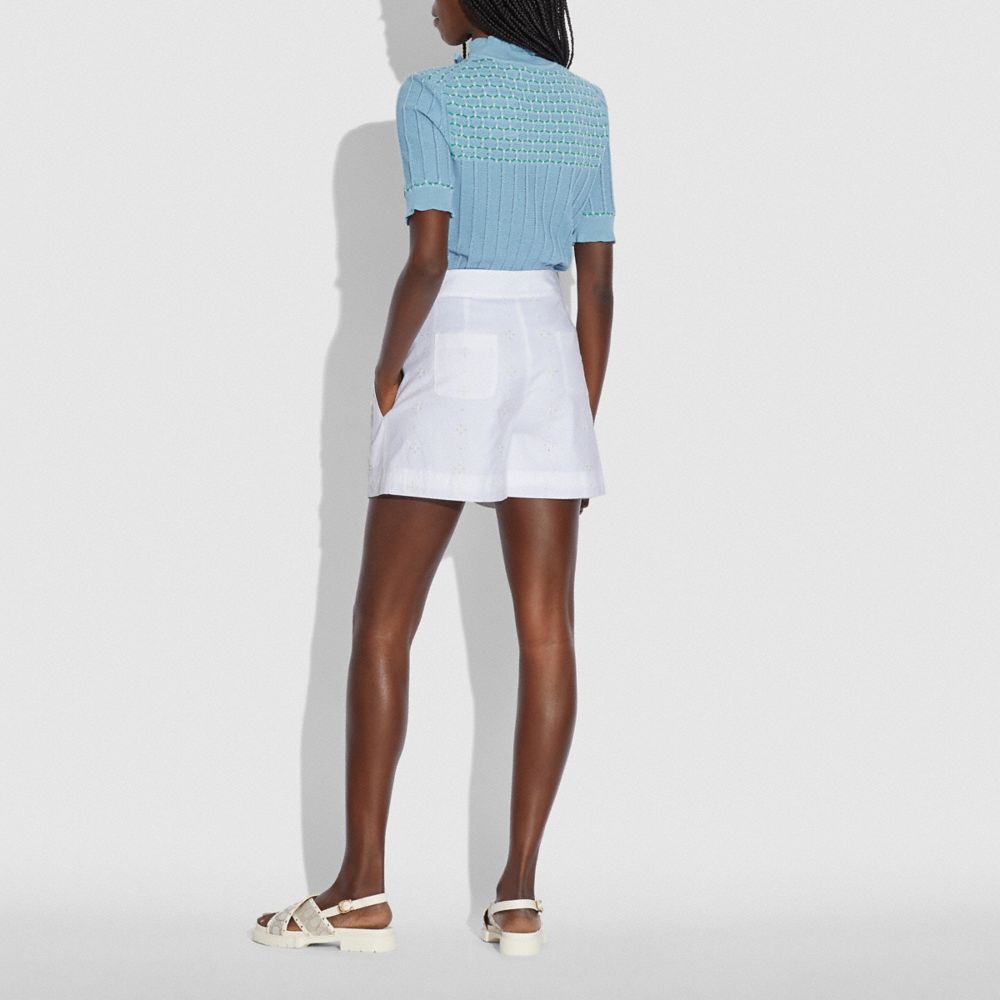 COACH®,ブロダリー アングレーズ ショーツ,ｵﾌ ﾎﾜｲﾄ