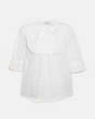 COACH®,BRODERIE ANGLAISE BIB SHIRT,cotton,Off White,Front View