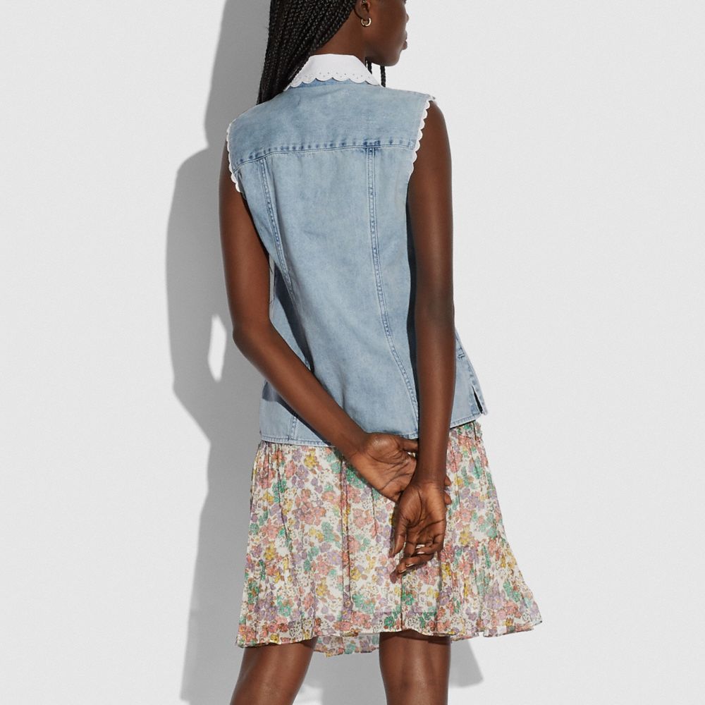 COACH®,Sleeveless Denim Shirt,,Scale View