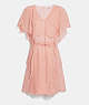 COACH®,MINI VISCOSE PARTY DRESS,cotton,Pink/White,Front View