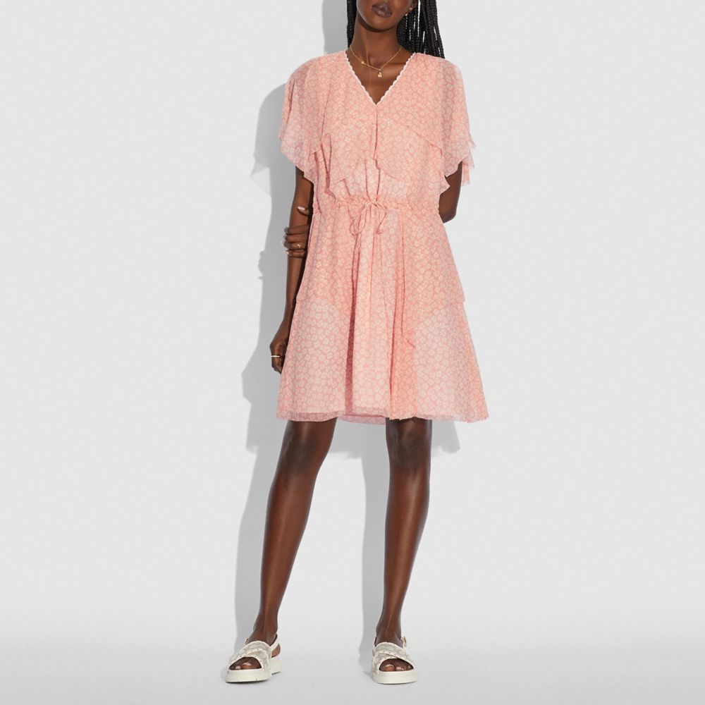 COACH®,ミニ ビスコース パーティ ドレス,ﾋﾟﾝｸ/ﾎﾜｲﾄ