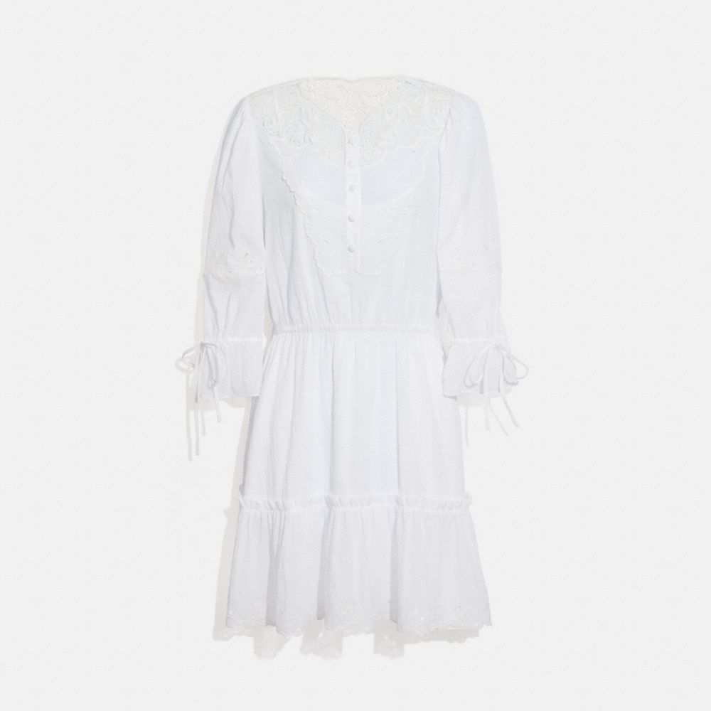 COACH®,MINI TIERED DRESS,cotton,White,Front View