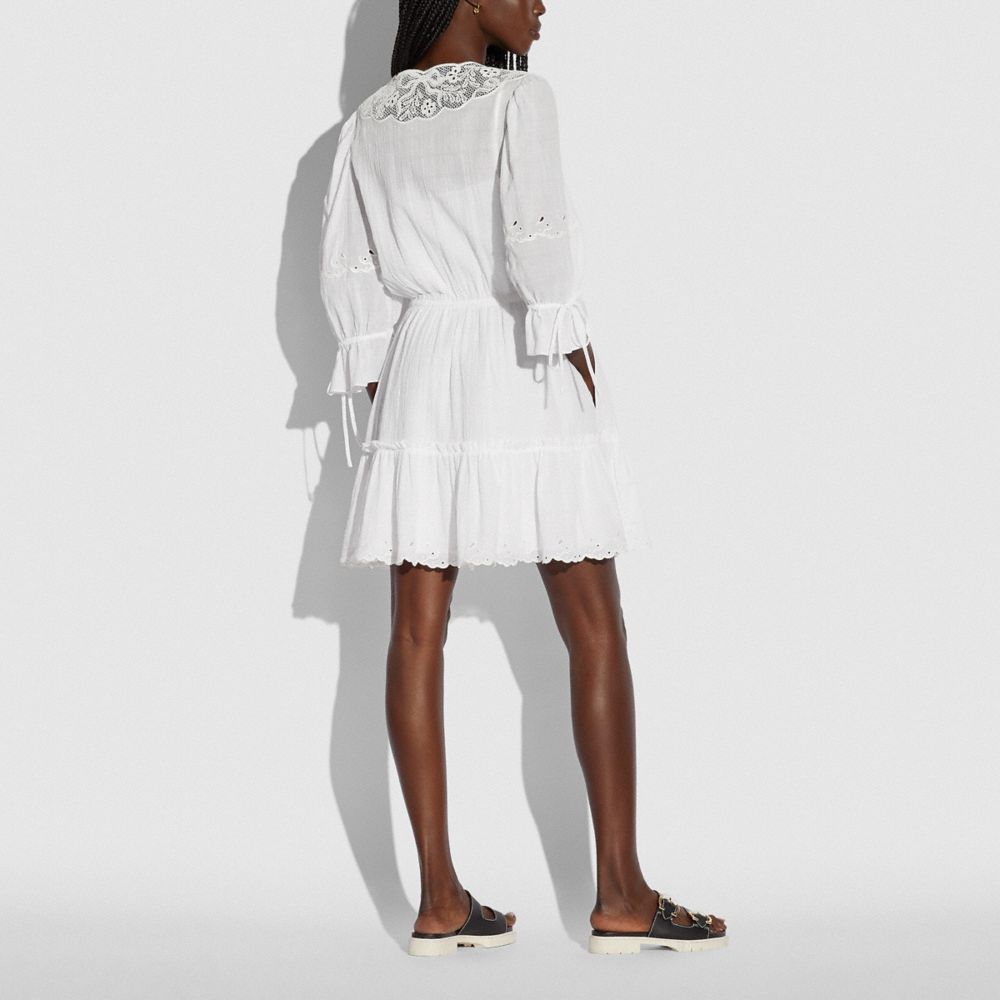 COACH®,MINI TIERED DRESS,cotton,White,Scale View