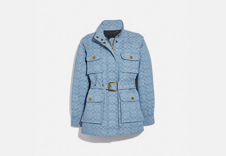 COACH®,SIGNATURE CHAMBRAY FIELD JACKET,cotton,Sig C Chambray,Front View