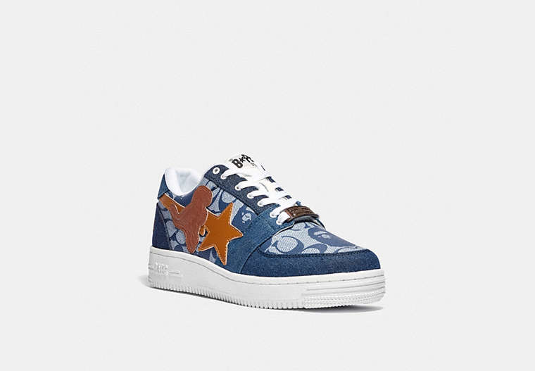 COACH®,BAPE X COACH BAPESTA SNEAKER,Fabric,CHAMBRAY,Front View image number 0