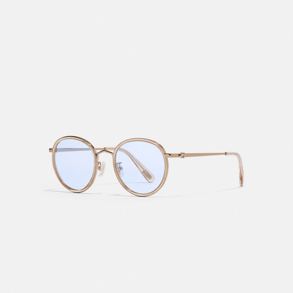 COACH®,THIN ROUND SUNGLASSES,Metal,Transparent Light Yellow,Front View