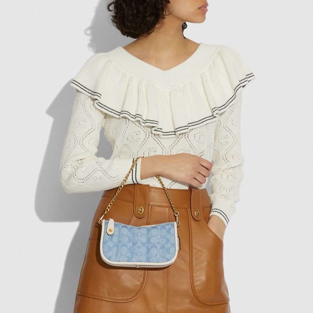 COACH®,Swinger Bag 20 In Signature Chambray With Quilting,,Detail View