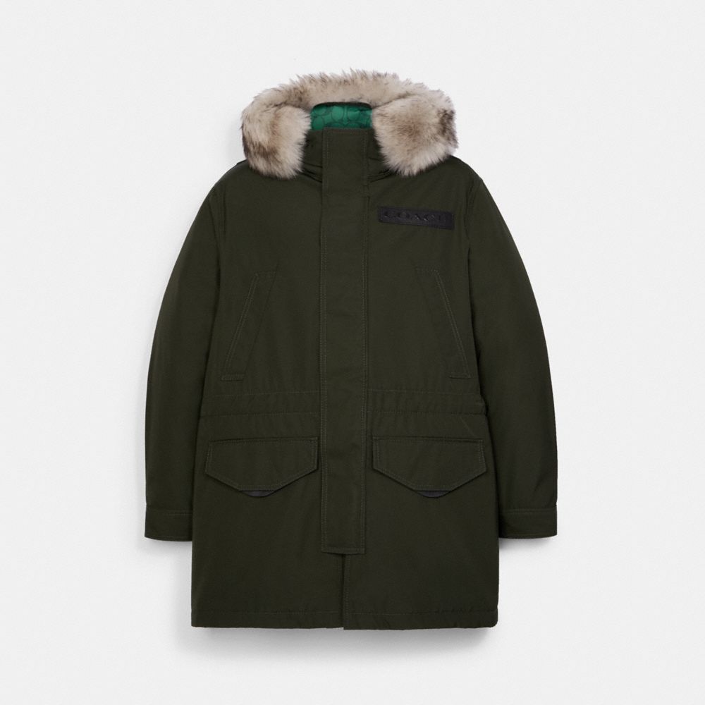 COACH®,3-IN-1 PARKA WITH SHEARLING,Olive,Front View