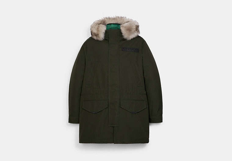 COACH®,3-IN-1 PARKA WITH SHEARLING,Olive,Front View