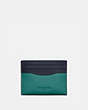 COACH®,CARD CASE IN COLORBLOCK,Smooth Leather,Ocean/Midnight Navy,Front View