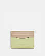COACH®,CARD CASE IN COLORBLOCK,Smooth Leather,Pale Lime/Pebble,Front View