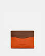 COACH®,CARD CASE IN COLORBLOCK,Smooth Leather,Spice Orange/Dark Saddle,Front View