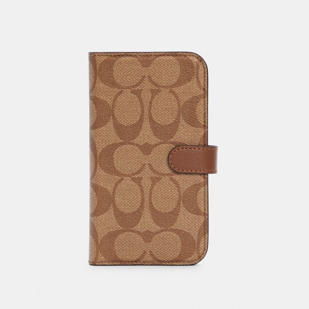 COACH® Outlet  Iphone 12 Folio In Signature Canvas