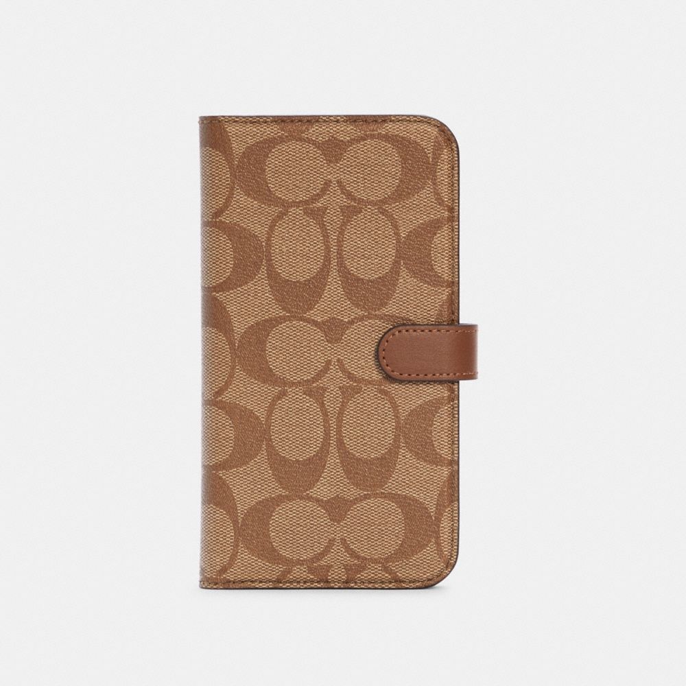 COACH® Outlet  Iphone 12 Folio In Signature Canvas