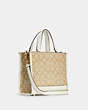 COACH®,DEMPSEY TOTE 22 IN SIGNATURE CANVAS,Signature Coated Canvas/Smooth Leather,Medium,Gold/Light Khaki Chalk,Angle View