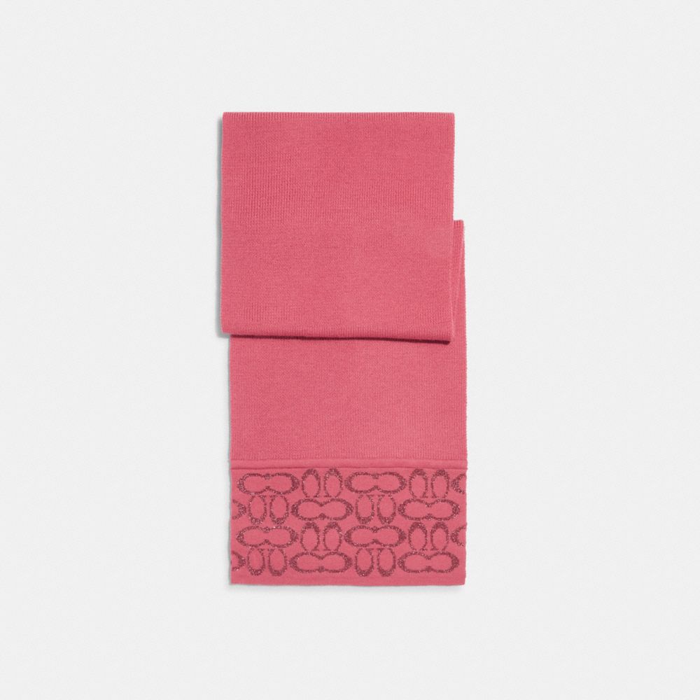 COACH®,SIGNATURE OBLONG SCARF,Watermelon,Front View