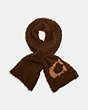 COACH®,SHERPA KNIT SCARF,wool,Dark Brown,Front View