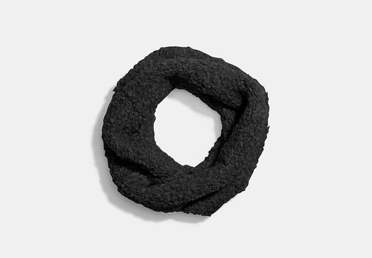 COACH®,FLEECE TEXTURED SNOOD,Mixed Material,Black,Front View