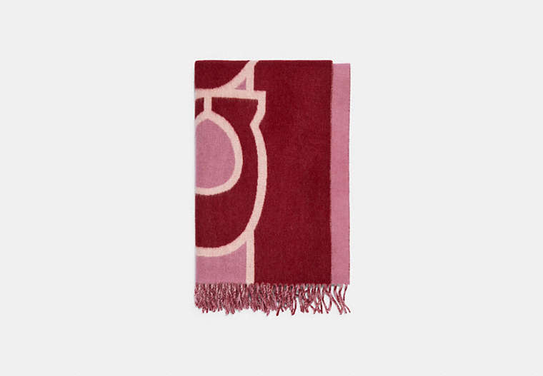 COACH®,REVERSIBLE COLORBLOCK OVERSIZED MUFFLER,wool,CHERRY,Front View
