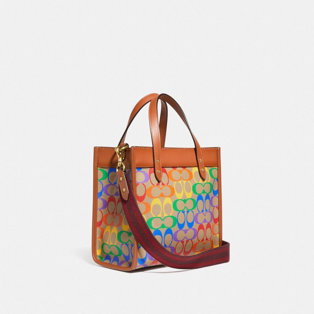 COACH Field Tote 22 In Rainbow Signature Canvas