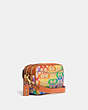 COACH®,WILLOW CAMERA BAG IN RAINBOW SIGNATURE CANVAS,Signature Coated Canvas,Small,Brass/Tan Natural Multi,Angle View
