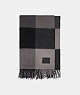 COACH®,PLAID PRINT OVERSIZED SCARF,wool,Black,Front View
